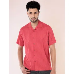 Beyoung Classic Vertical Stripes Oversized Cuban Collar Cotton Casual Shirt-picture-11