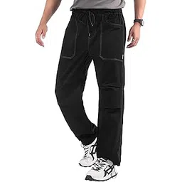 beyoung Cotton Twill Plain Double Pleated Cargo Joggers for Men | Relaxed Fit | 2 Spacious Pockets | Elastic Waistband | Smooth Texture-picture-20