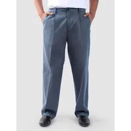 Beyoung Men Relaxed Fit Slub Pleated Cotton Formal Trousers-picture-35