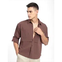 Beyoung Men Relaxed Fit Spread Collar Solid Casual Shirt-picture-22