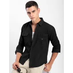 Beyoung Men Spread Collar Textured Cotton Casual Shirt-picture-21