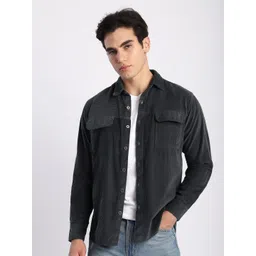 Beyoung Men Spread Collar Textured Cotton Relaxed Fit Casual Shirt-picture-28