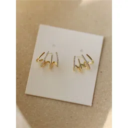 BEYTER Gold-Plated Contemporary Shaped Artificial Stones Studs-picture-33