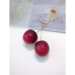 BEYTER Red Cherry Sterling Silver Contemporary Drop Earrings-picture-14