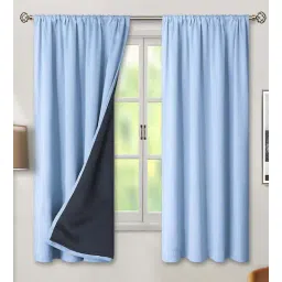 bfam Solid (Pack of 2) 8 Ft Blackout Eyelet Polyester Door Curtain (SPA Blue)-picture-39
