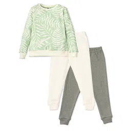 bforblossom BLOSSOM Kids Pack of 2 Solid Lounge Pants with Tropical Printed T Shirt-picture-33