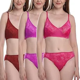 bhagwati arts Women’s Comfortable Soft Stretch Bra Panty Set for Holiday and Every Day Look Pack of 3-picture-22