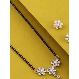 Bhagya Lakshmi Bhagya Lakshmi women's pride Traditional AD stone for women Silver-Plated Alloy Mangalsutra-picture-37