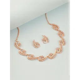 Bhagya Lakshmi Women Alloy Rose Gold Necklace & Earrings Jewellery set-picture-23