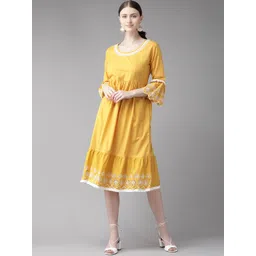 Bhama Couture Bell Sleeve Lace Detail A-Line Midi Dress-picture-21