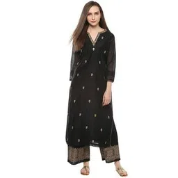 bhama couture Embellished Straight Kurta Set-picture-19
