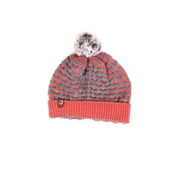 Bharatasya Girls Orange & Grey Acrylic Beanie-picture-23
