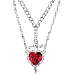 bharatbazaar Layered Necklace for Women, Heart Arrow with Zircon Stones Necklace for Woman, Pendant for Girls Stylish Multi-Chain Design, Elegant Jewelry Gift for Christmas, Marriage, Birthday-picture-53