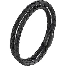bharatbazaar Wrist Band for Man, Leather Bracelet for Men with Magnetic Clasp, Mens Bracelet Hand Accessories for Gift Giving, Rope Bracelets for Men-picture-11
