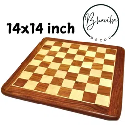 bhavikadecor Handmade Flat Wooden Chess Board | Chess Peices Not Included|14x14 inch 35.56 cm Chess Board-picture-28