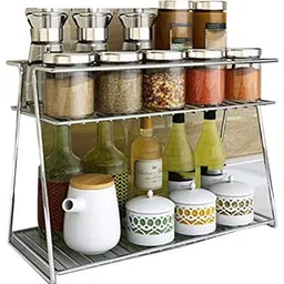 bhola steel Utensil Kitchen Rack 425g 2-Tier Kitchen/Pantry Rack Storage Masala Box & pouches Multipurpose Stand Steel-picture-10