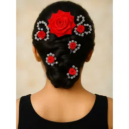 Bhoomi Artificial Stones Studded Floral Drip Hair Clip-picture-38