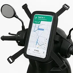 BHOOMIKA -Polyester Handlebar Universal Mobile Holder Mount Pouch Bag Waterproof for Activa Jupiter EV Ola-S1 Pleasure Ntroq_All Scooter Scooty Bike Fit 7 inches Phone (Black)-image-5