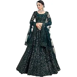 bhurakhiya Women's Net Embroidered Semi-Stitched Lehenga Choli(Green-Rani_Green_Free Size)-picture-24