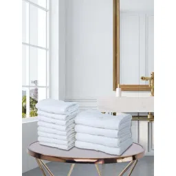 BIANCA [12pc] Zero-Twist 100% Cotton Ultra-Fluffy Towels -4pc Hand, 8pc Face (paradiso) solid-white-picture-13