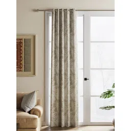 BIANCA Beige & White Floral Jacquard Blackout Door Curtain-picture-27