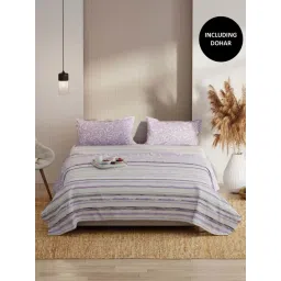 Bianca Bio-soft Feel Grey & Lilac 152 TC 135 GSM Double Size Bedsheet & Dohar With 2 Pillow Covers-picture-29