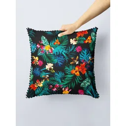 BIANCA Black & Green Set of 2 Floral Square Cushion Covers-picture-37