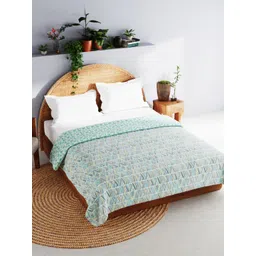 BIANCA Blue & Green Geometric AC Room 120 GSM Double Bed Dohar-picture-16