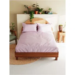 Bianca BOTANICAL Checks Purple 210 TC Cotton King Bedsheet with 2 Pillow Covers-picture-46