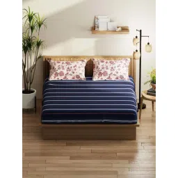 Bianca Classic Feel Blue Fabric 152 TC 120 GSM Double Size Bedsheet With 2 Pillow Covers-picture-48