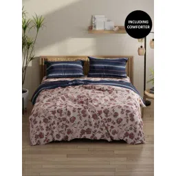 Bianca Classic Feel Brick & Blue 152 TC Double Size Bedsheet & Comforter With 2 Pillow Covers-picture-14