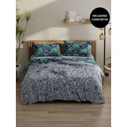 Bianca Classic Feel Grey & Navy 152 TC Double Size Bedsheet & Comforter With 2 Pillow Covers-picture-31
