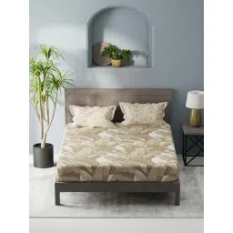 Bianca Denim Feel Beige Fabric 192 TC 150 GSM King Size Bedsheet With 2 Pillow Covers-picture-23