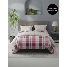 Bianca Denim Feel Pink & Grape 192 TC Double Size Bedsheet & Comforter With 2 Pillow Covers-picture-47