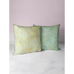 Bianca Geometric Beige & Mint Green Microfibre Cushion Covers - Set of 2-picture-42