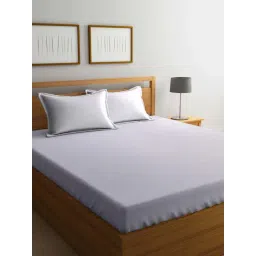 Bianca Hilton Stripes White 210 TC Cotton Double Bedsheet with 2 Pillow Covers-picture-32