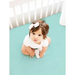 BIANCA Infants Kids Sea Green Solid Waterproof Mattress Protector-picture-33