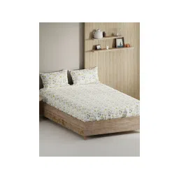 BIANCA King Size Bedsheet with Pillow Covers (Set of 3) (Palladium) Floral-Yellow/Sage Green-picture-12