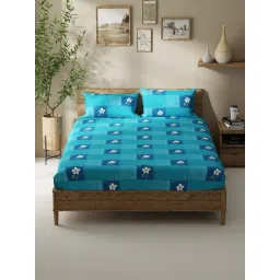 Bianca Lacasita Blue Cotton Checks 116 TC Double Flat Bedsheet with 2 Pillow Covers-picture-41