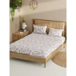 Bianca Lavender Cotton Floral 210 TC King Bedsheet with 2 Pillow Covers-picture-24