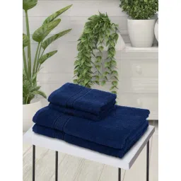 bianca LORENA [4pc] 100% Cotton Super-Soft Terry Towels -2pc Bath, 2pc Hand (d`ross) solid-navy blue-picture-17