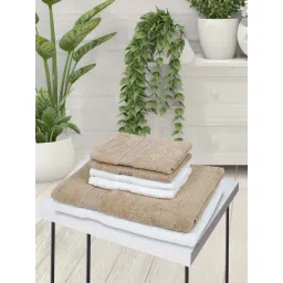 bianca LORENA [6pc] 100% Cotton Super-Soft Terry Towels -2pc Bath, 4pc Hand (d`ross) solid-taupe/white-picture-29