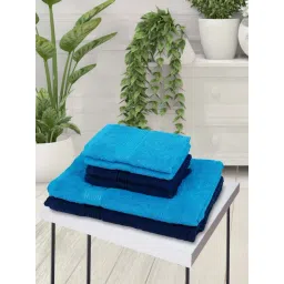 bianca LORENA [6pc] 100% Cotton Super-Soft Terry Towels -2pc Bath, 4pc Hand (d`ross) solid-turq/navy/blue-picture-34