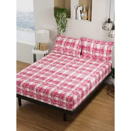 BIANCA Platinum Pink & White Geometric Pure Cotton 144 TC Queen Bedsheet Set-picture-25