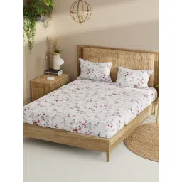 Bianca Purple & Grey Cotton Floral 210 TC King Bedsheet with 2 Pillow Covers-picture-25