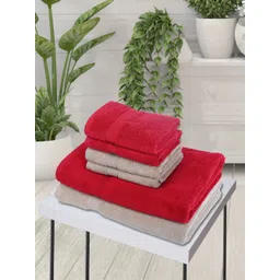 BIANCA Red & Beige 6-Pieces Solid 500 GSM Bath & Hand Towel Set-picture-31