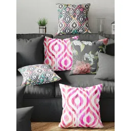 BIANCA Ruyal Black & Green 5 Pieces Abstract Square Cushion Covers-picture-38