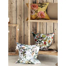 BIANCA Ruyal Grey & Blue 3 Pieces Floral Printed Square Cushion Covers-picture-37