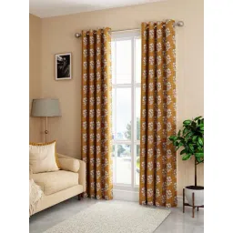 Bianca SANTORO Orange Faux Silk 7 Ft. Door Curtain - Set of 2-picture-31