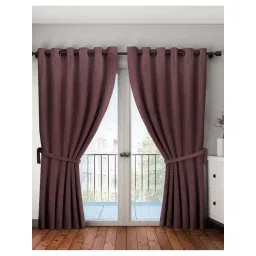 BIANCA Satin Curtain - Blocks 99% Sunlight & Reduces Noise [Eyelet Pattern] -1pc 9 Feet-plain-coffee-picture-12
